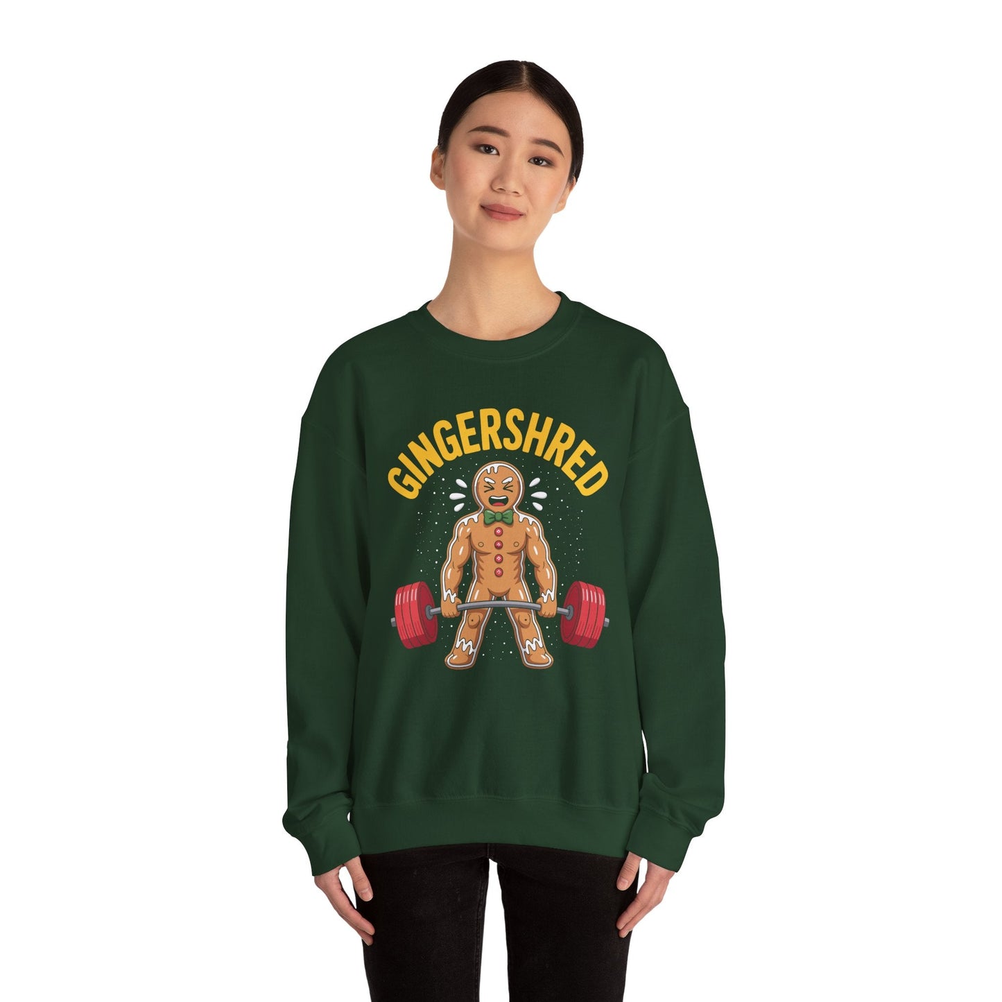 Funny Gingershred Gingerbread Man Gym Bodybuilding Christmas Sweatshirt