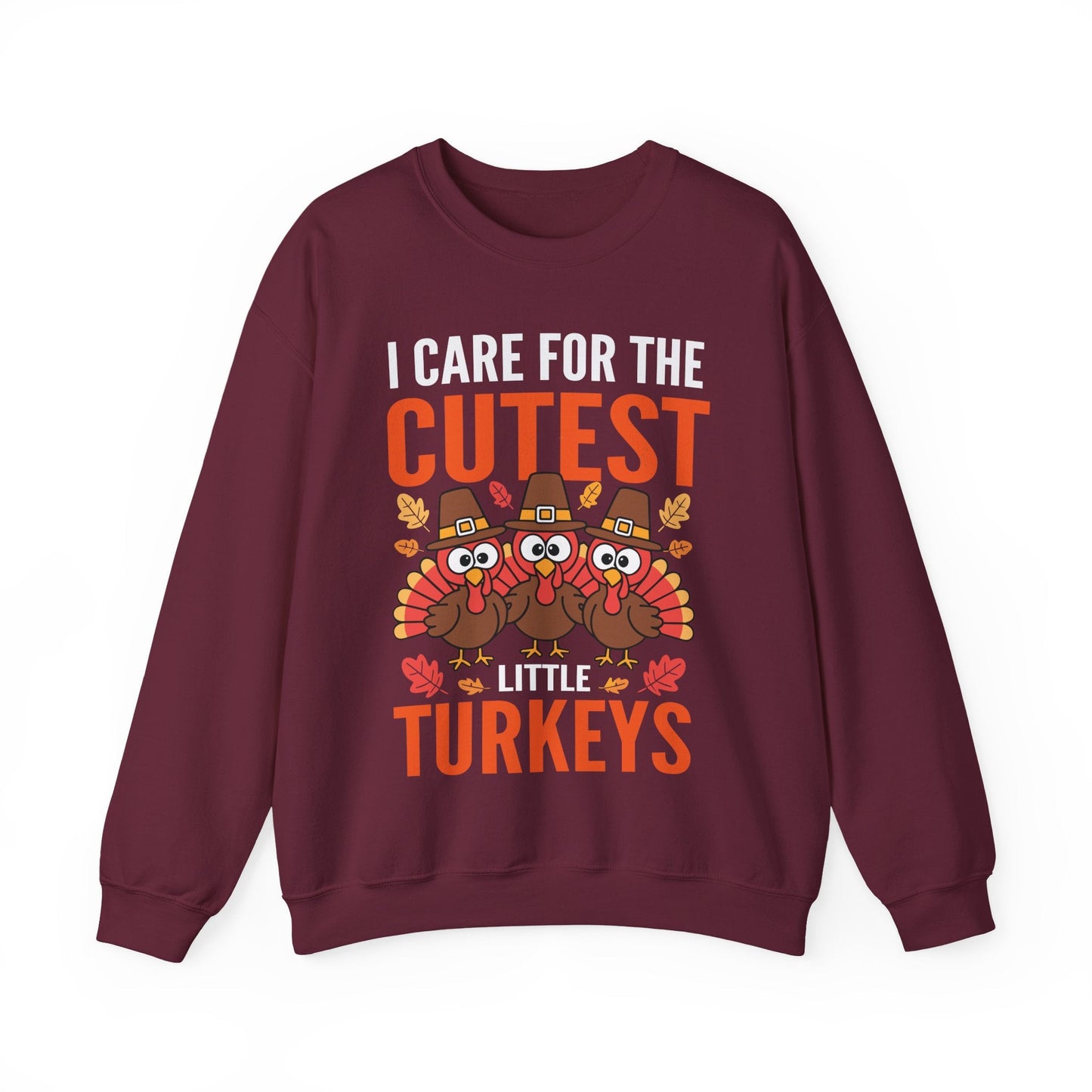 Care For Little Turkeys Nurse Fall Thanksgiving Scrub Top Sweatshirt