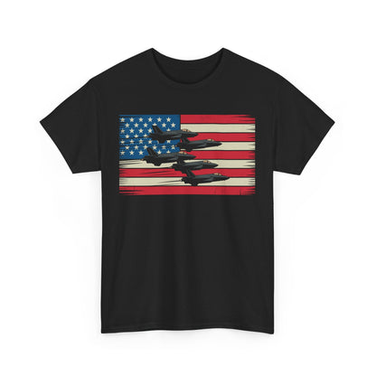 Vintage American Flag USA Fighter Jets 4th of July Patriotic T-Shirt
