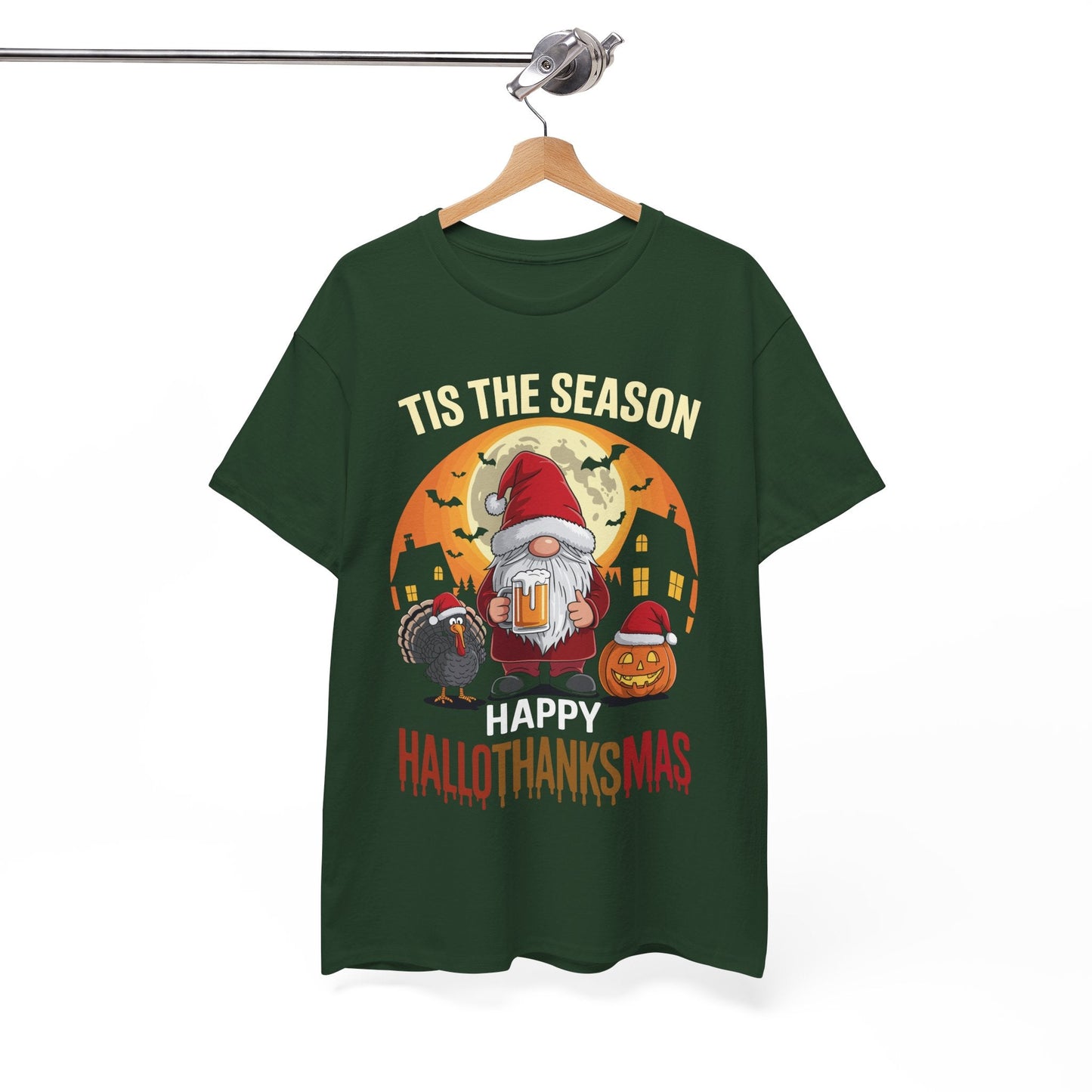 Happy Hallothanksmas Halloween Thanksgiving Merry Christmas T-Shirt