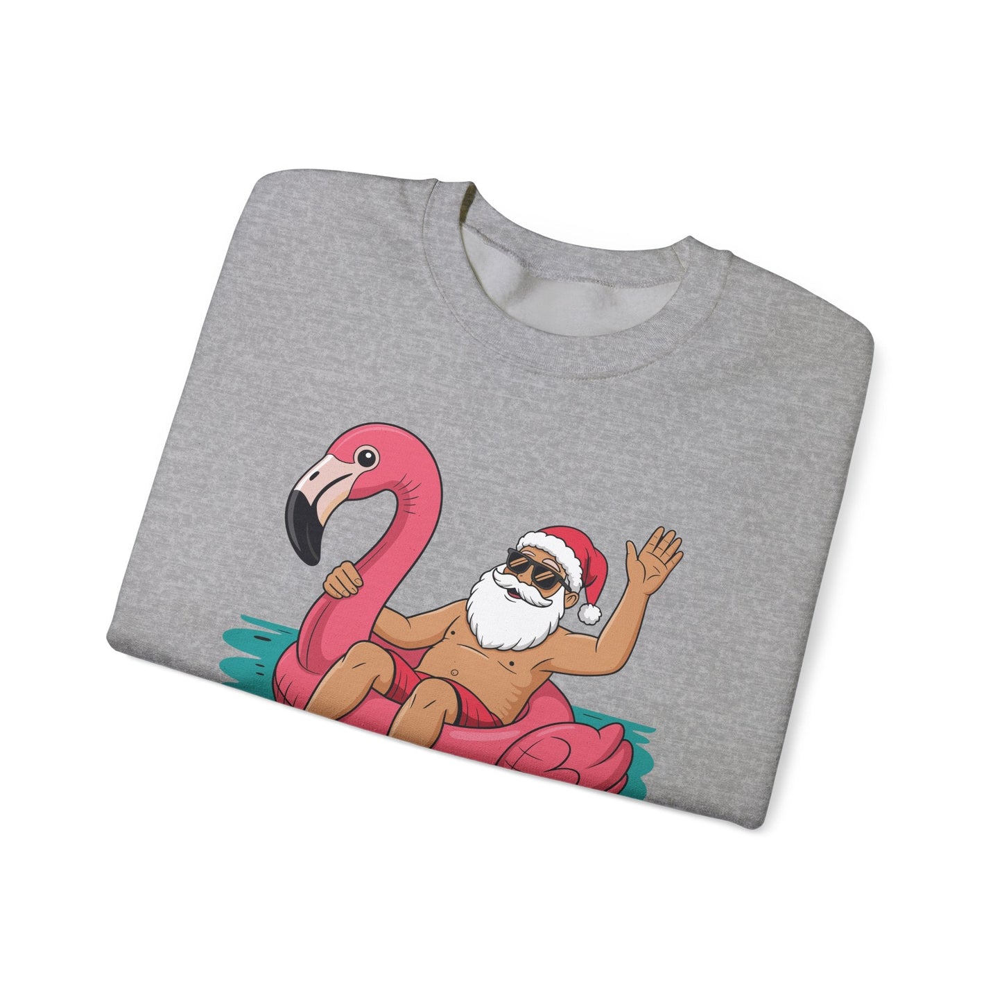 Santa Flamingo Floatie Funny Christmas In July Summer Xmas Sweatshirt