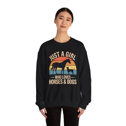 Just A Girl Who Loves Horses and Dogs Women Girls Sweatshirt