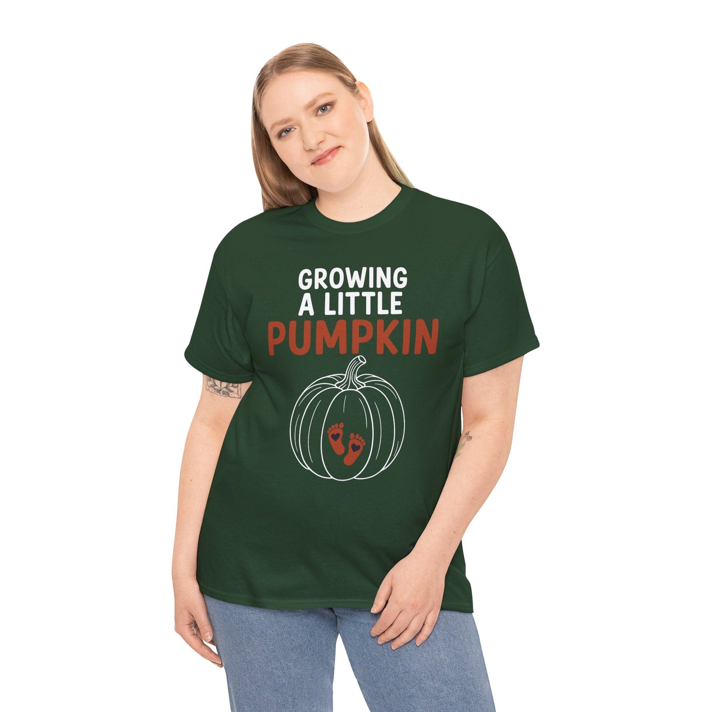 Growing A Little Pumpkin Fall Thanksgiving Baby Bump Wife T-Shirt