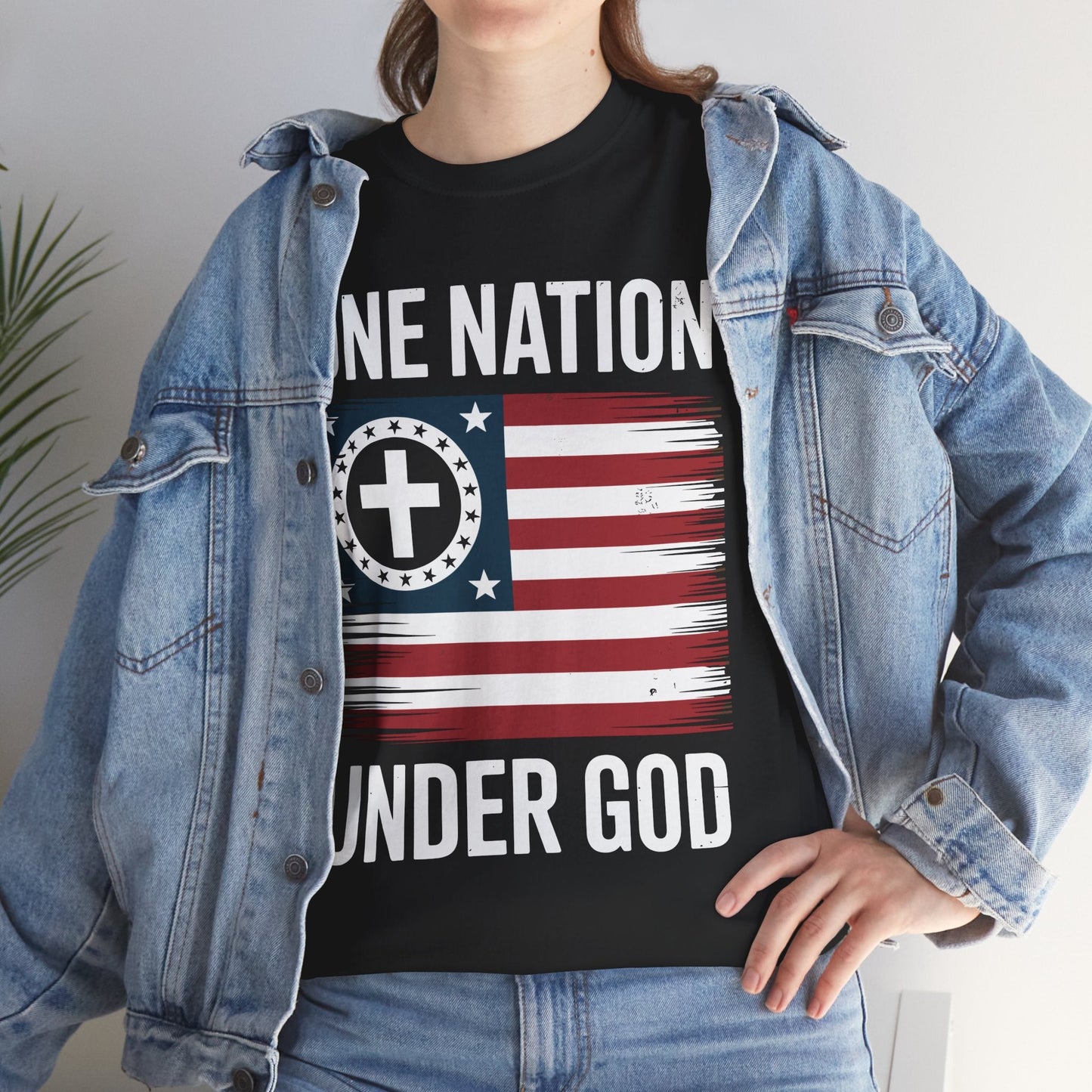 One Nation Under God Flag 4th Of July Patriotic Christian T-Shirt