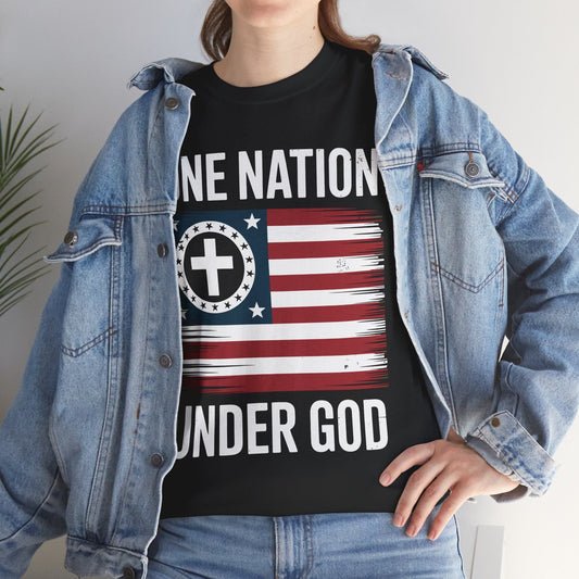 One Nation Under God Flag 4th Of July Patriotic Christian T-Shirt