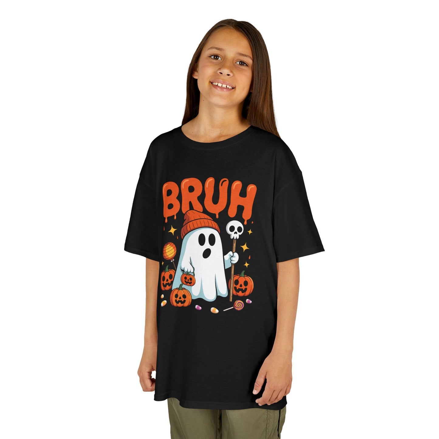 Bruh Ghost Halloween Cute Ghost Trick Or Treat Candy Kids T-Shirt