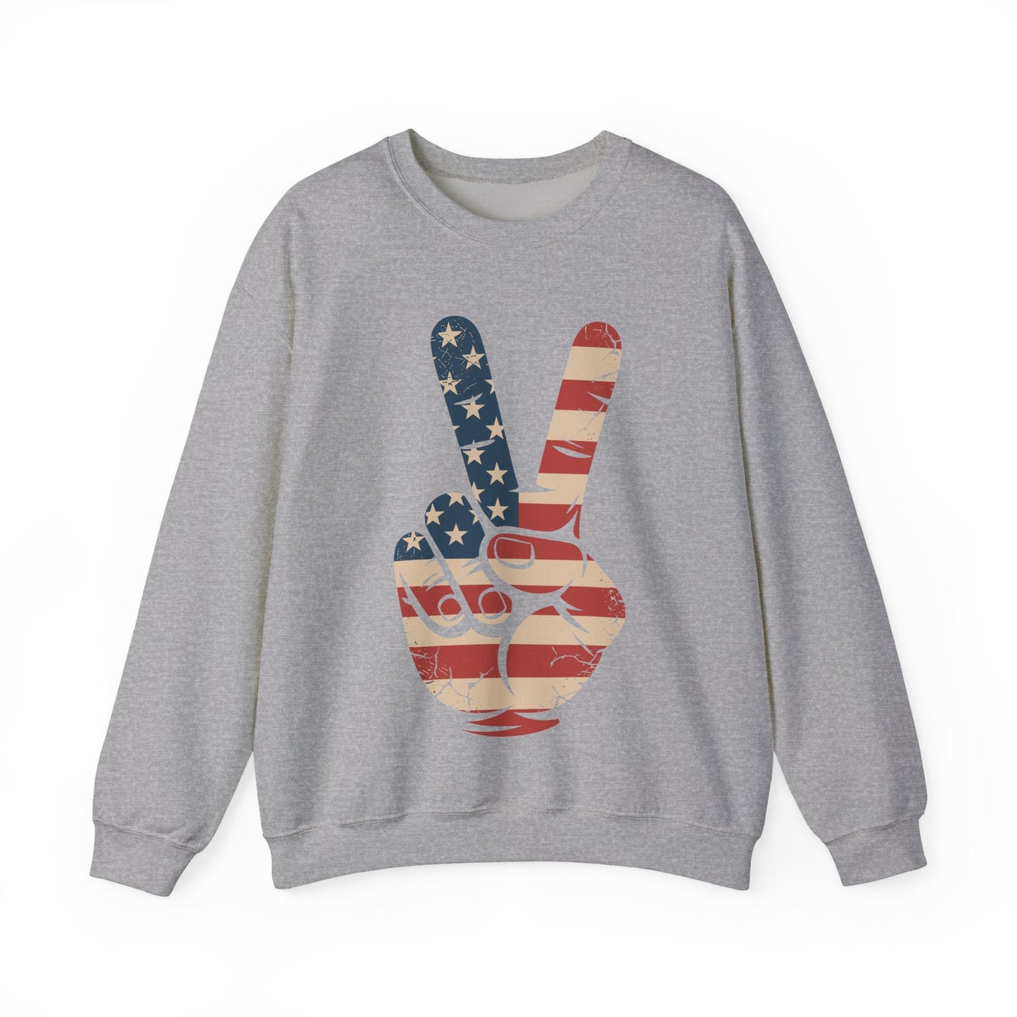 USA Flag Peace Sign Hand 4th of July Patriotic Men Boys Sweatshirt