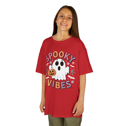 Spooky Vibes Ghost Retro Groovy Halloween Kids T-Shirt