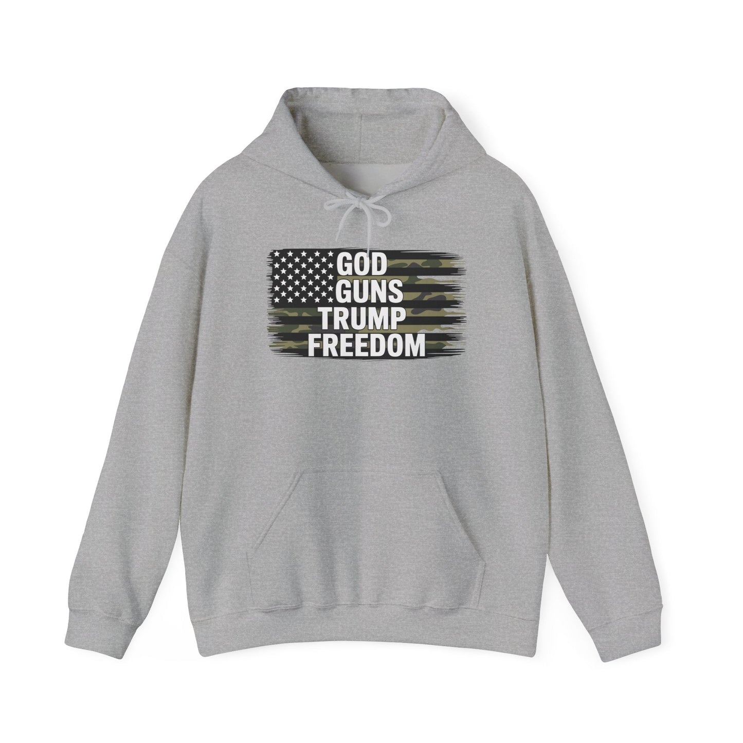 God Guns Trump Freedom Funny Camouflage Pro Gun USA Flag Hoodie