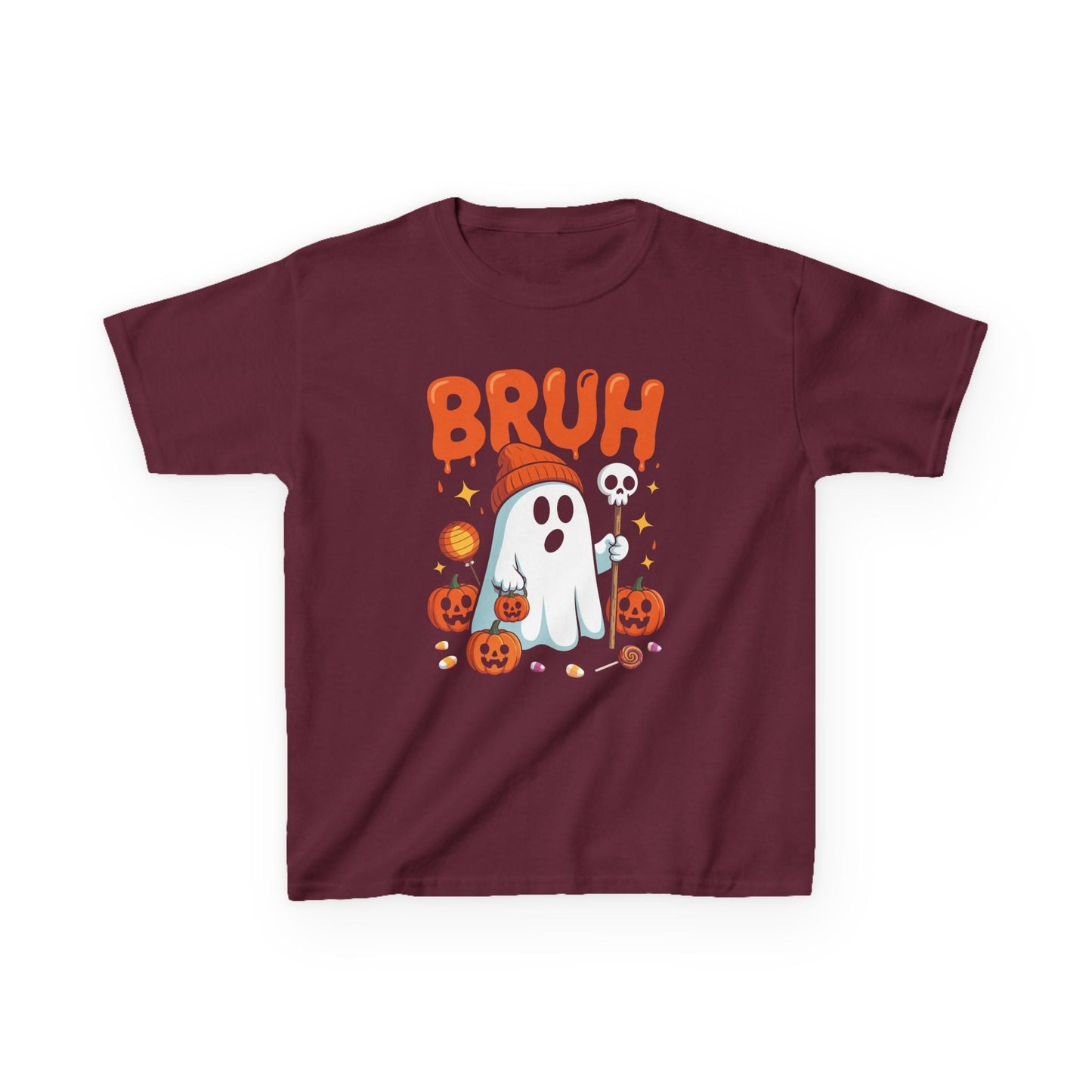 Bruh Ghost Halloween Cute Ghost Trick Or Treat Candy Kids T-Shirt