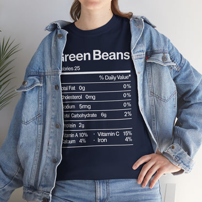 Green Beans Nutrition Facts Funny Thanksgiving Christmas T-Shirt