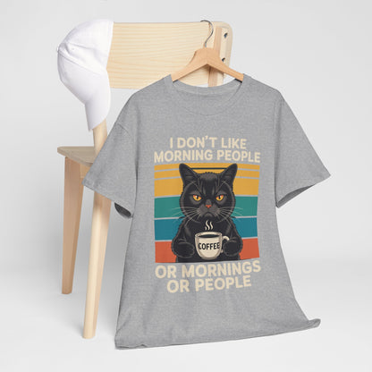 I Hate Morning People And Mornings And People Coffee Cat T-Shirt