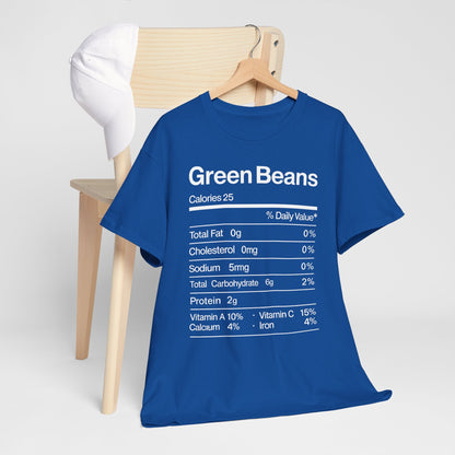 Green Beans Nutrition Facts Funny Thanksgiving Christmas T-Shirt