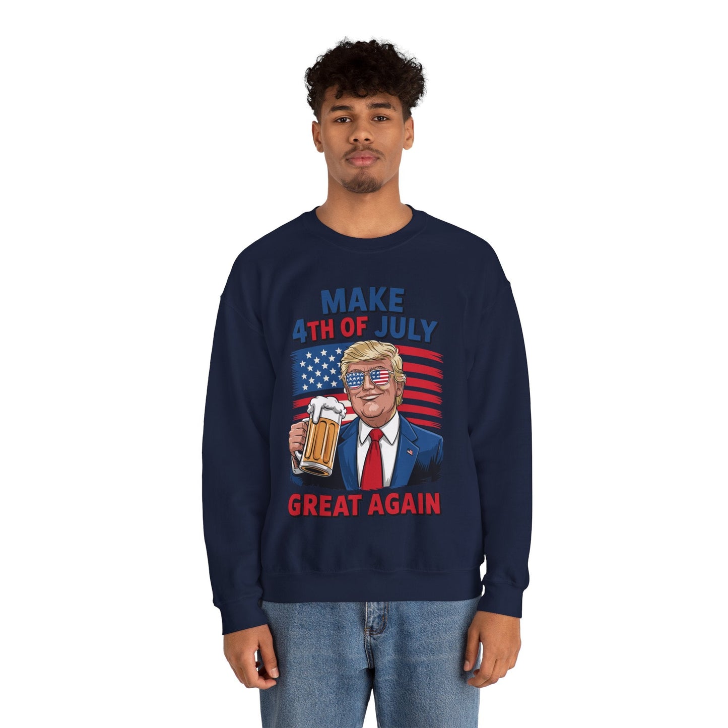 Trump Make 4th of July Great Again Men Drinking Beer Funny Sweatshirt