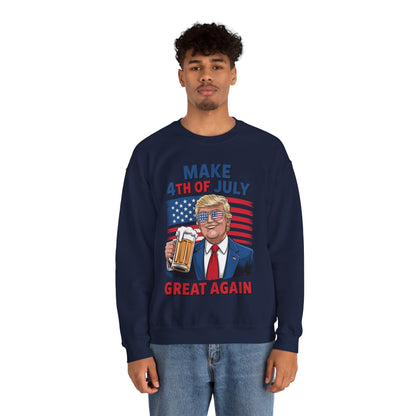 Trump Make 4th of July Great Again Men Drinking Beer Funny Sweatshirt