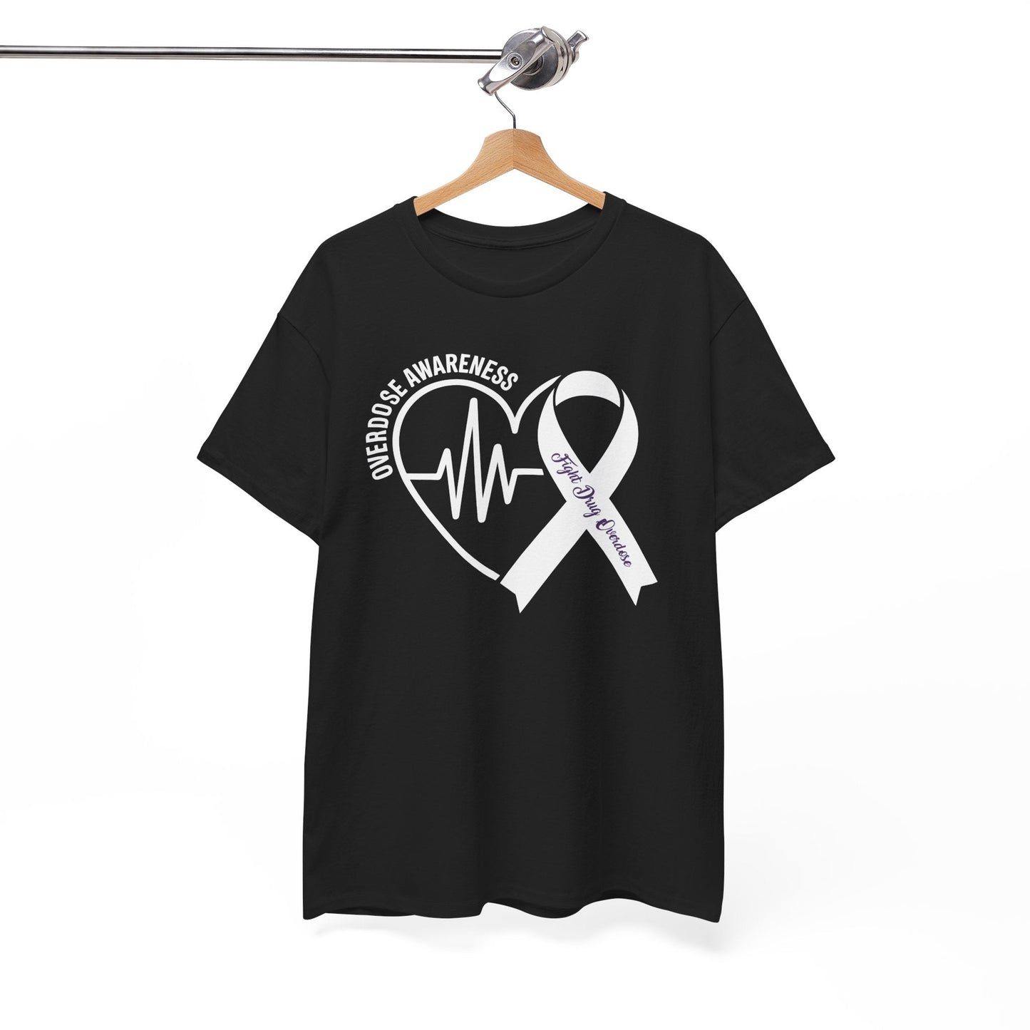 Overdose Awareness Month Heart Purple Ribbon Support T-Shirt