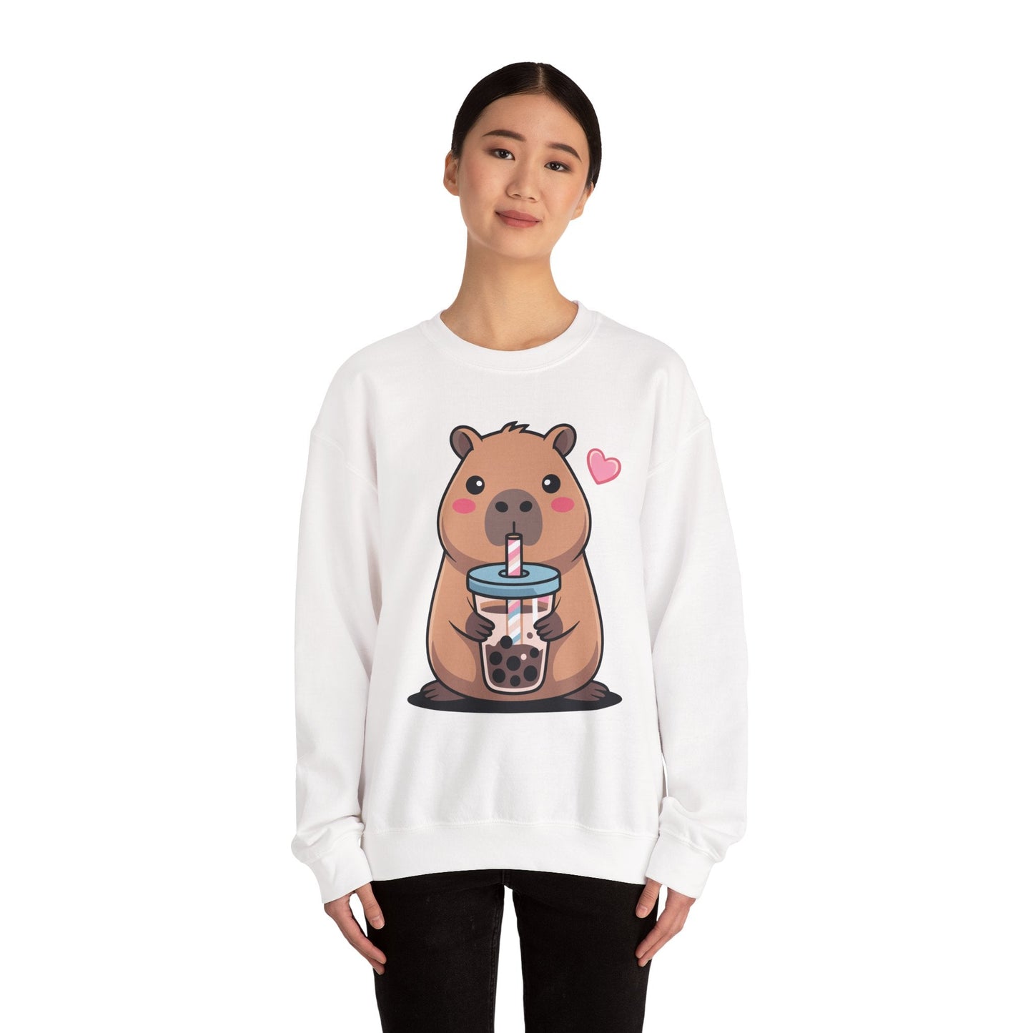 Cute Capybara Kawaii Anime Drinking Bubble Tea Lover Girls Sweatshirt