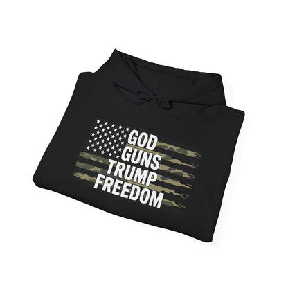 God Guns Trump Freedom Funny Camouflage Pro Gun USA Flag Hoodie