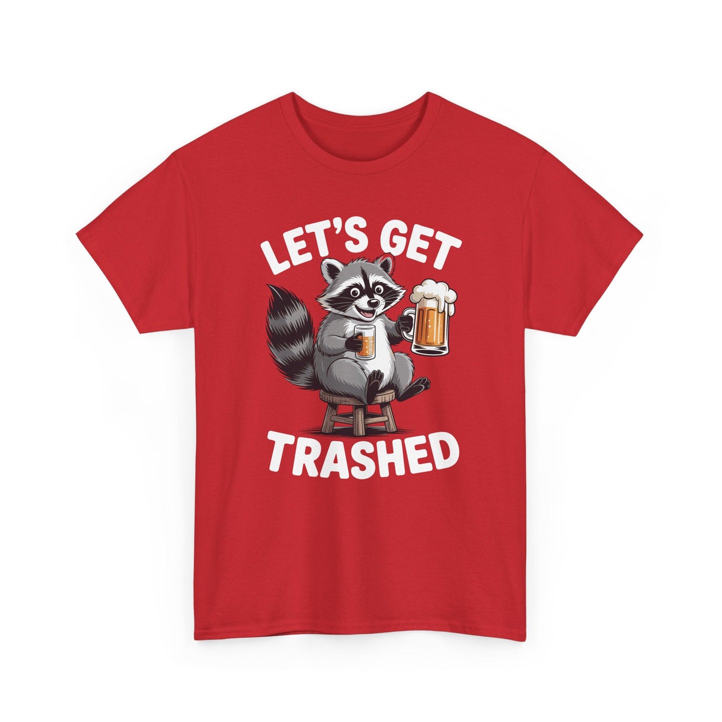 Funny Let's Get Trashed Raccoon Meme Humor Beer Drinking T-Shirt