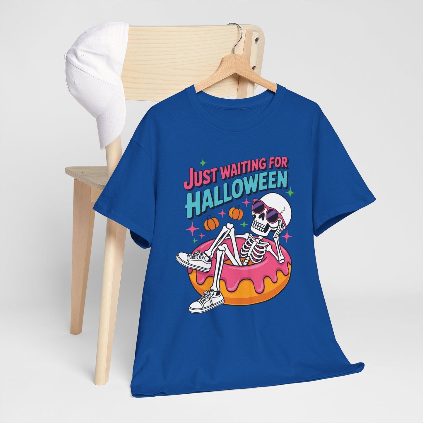 Just Waiting For Halloween Skeleton Donut Summerween Vibes T-Shirt