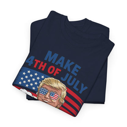 Funny Trump Make 4th Of July Great Again Drinking Beer T-Shirt