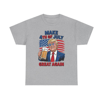 Funny Trump Make 4th Of July Great Again Drinking Beer T-Shirt
