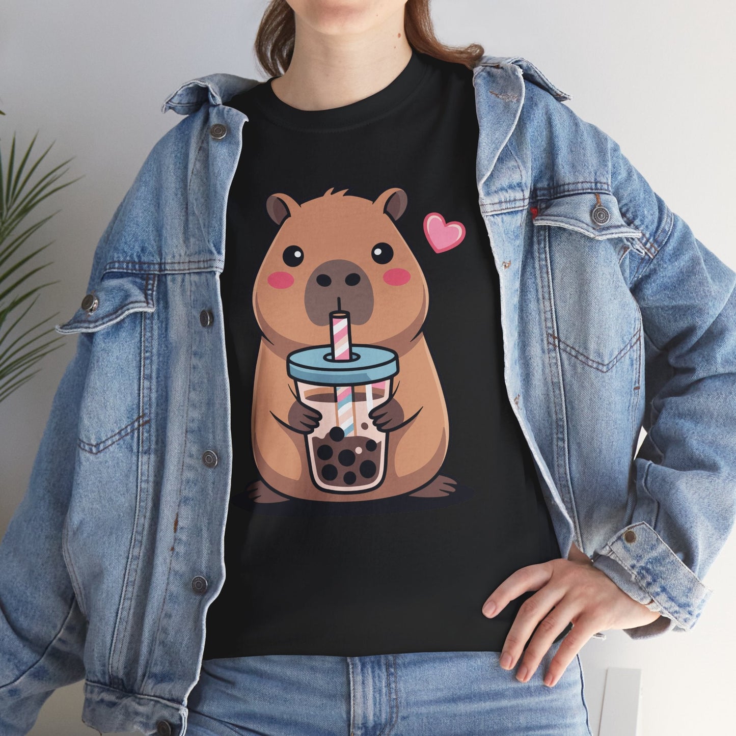 Cute Capybara Kawaii Anime Drinking Bubble Tea Lover Girls T-Shirt