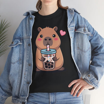 Cute Capybara Kawaii Anime Drinking Bubble Tea Lover Girls T-Shirt