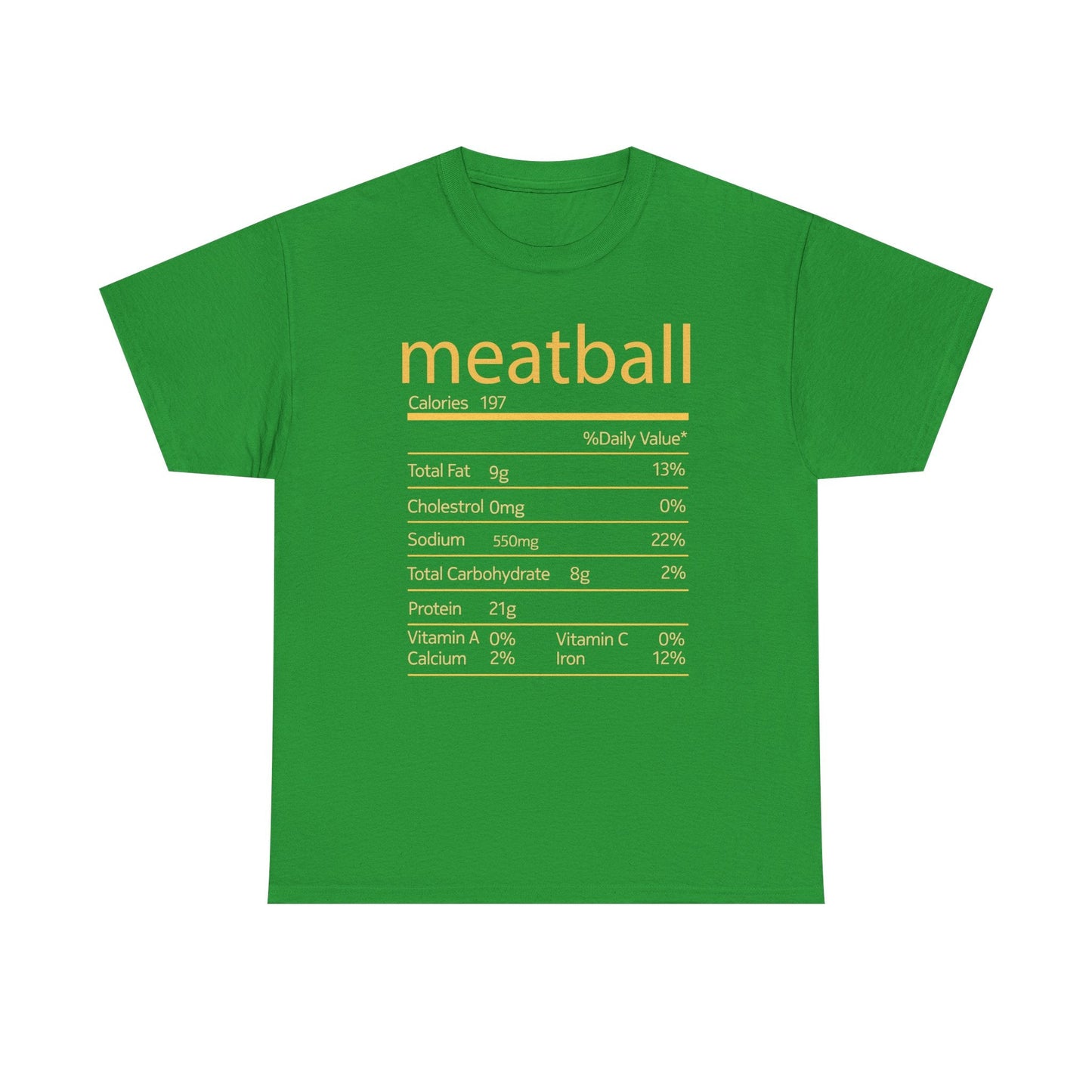 Meatball Nutrition Facts Funny Thanksgiving Christmas T-Shirt