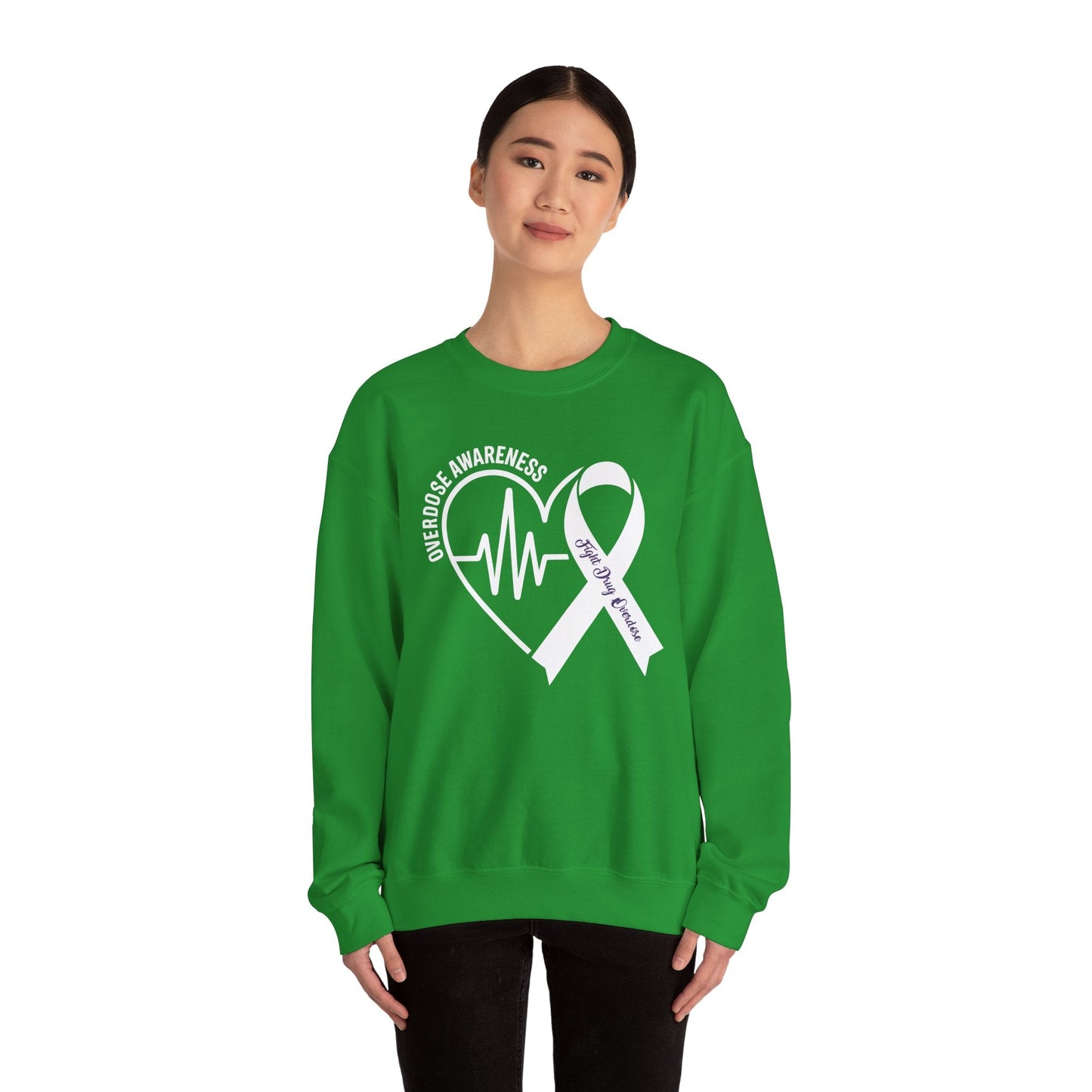 Overdose Awareness Month Heart Purple Ribbon Support Sweatshirt