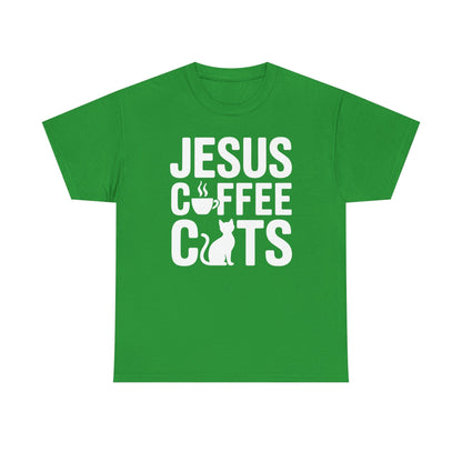 Christian Jesus, Coffee, Cats - Religous Cat Caffeine Lover T-Shirt