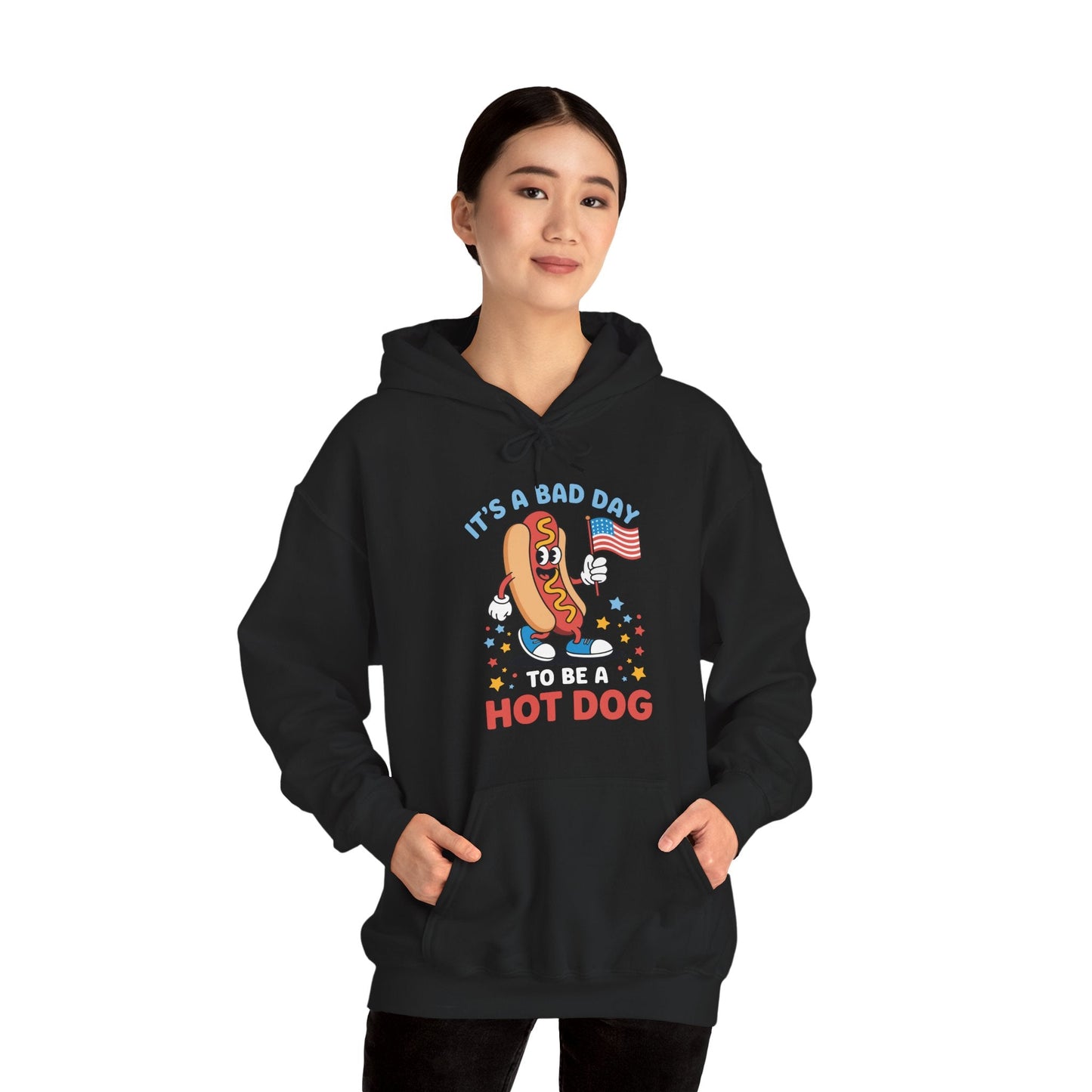 Its A Bad Day To Be A Hot Dog Funny meme HotDog usa flag Men Women Hoodie