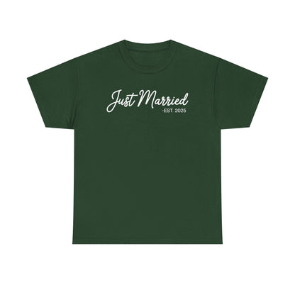 Just Married 2025 Honeymoon Wedding Couples Fiancee T-Shirt