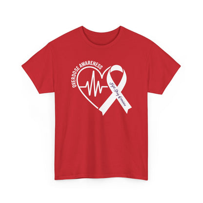 Overdose Awareness Month Heart Purple Ribbon Support T-Shirt