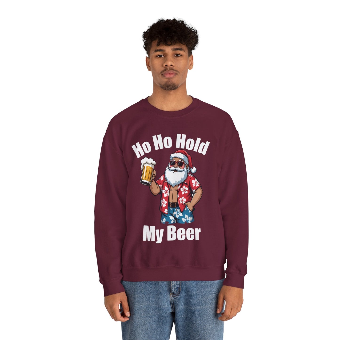 Funny Santa With Sunglasses And Beer Christmas in July Sweatshirt