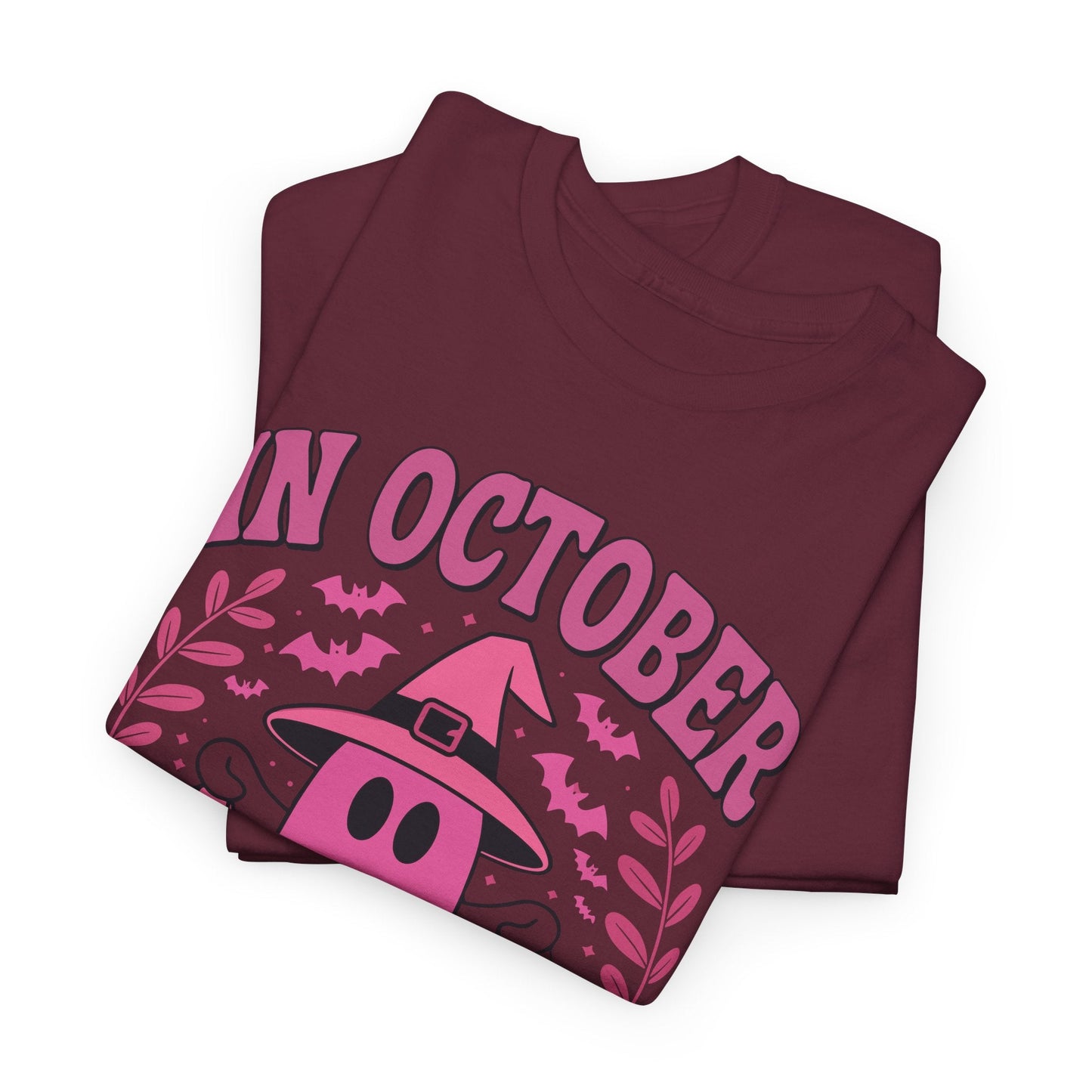 In October We Wear Pink Breast Cancer Awareness Halloween T-Shirt