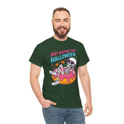 Just Waiting For Halloween Skeleton Donut Summerween Vibes T-Shirt