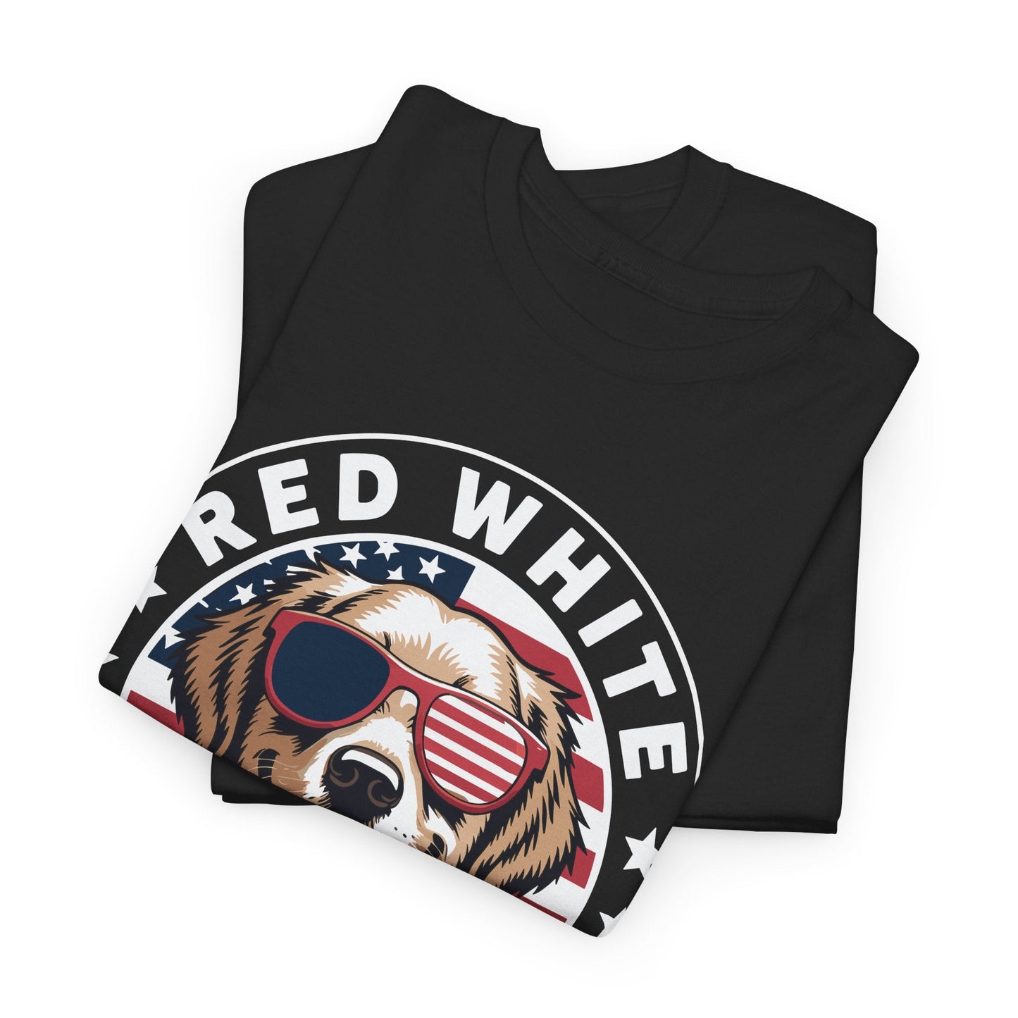 Red White Golden Retriever American Flag 4th of July Gift T-Shirt