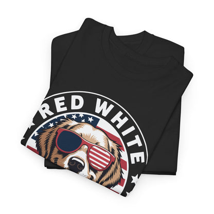 Red White Golden Retriever American Flag 4th of July Gift T-Shirt