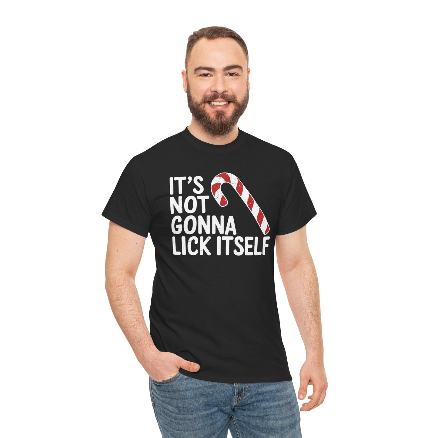 Funny Candy Cane Lick Itself Adult Christmas in July Gift T-Shirt