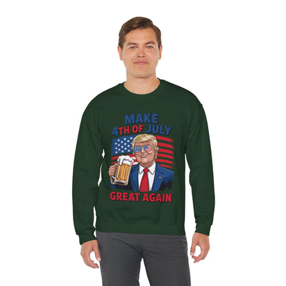 Funny Trump Make 4th Of July Great Again Drinking Beer Sweatshirt