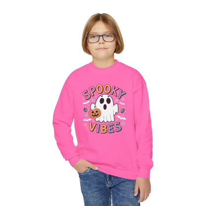 Spooky Vibes Ghost Retro Groovy Halloween Kids Sweatshirt