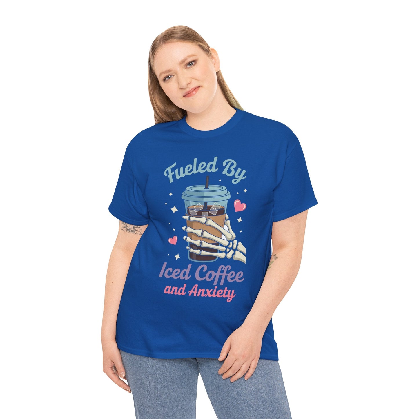 Fueled by Iced Coffee and Anxiety Funny Coffee Lover T-Shirt