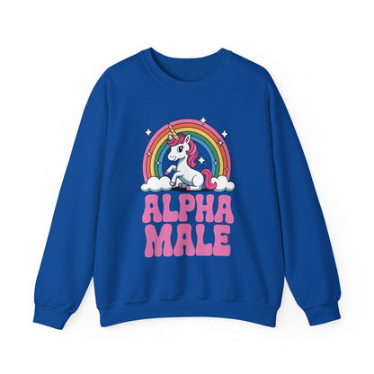 Funny Alpha Male Unicorn Sarcastic Ironic Weird Y2K Humor Sweatshirt