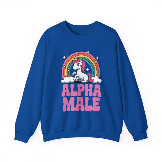 Funny Alpha Male Unicorn Sarcastic Ironic Weird Y2K Humor Sweatshirt