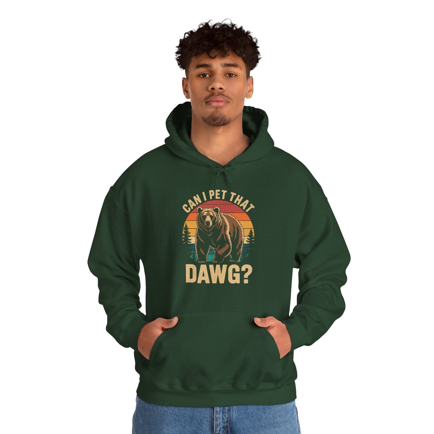 Can I Pet That Dog Funny Dawg Bear Meme Camping Hiking Hoodie