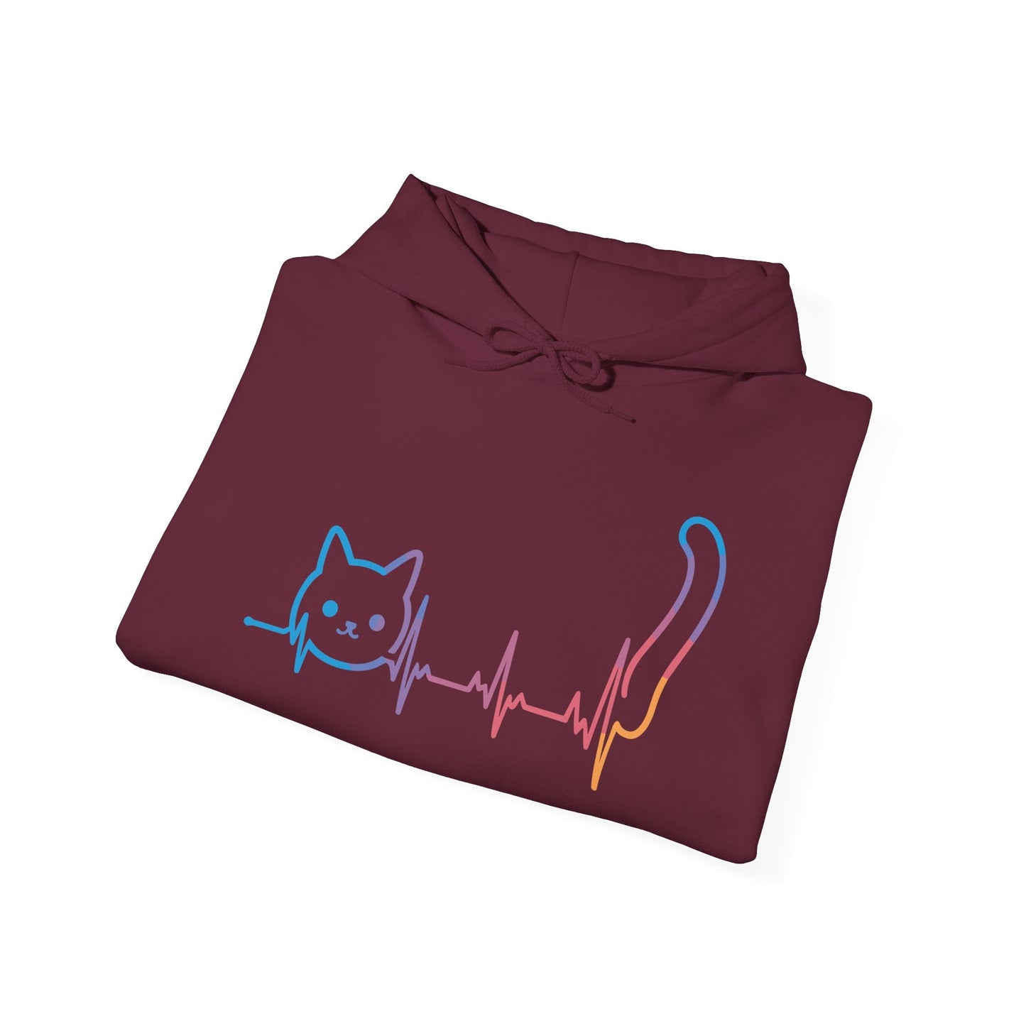 Heartbeat Cat Lover Animal Silhouette Cute Cat Hoodie
