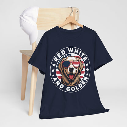 Red White Golden Retriever American Flag 4th of July Gift T-Shirt