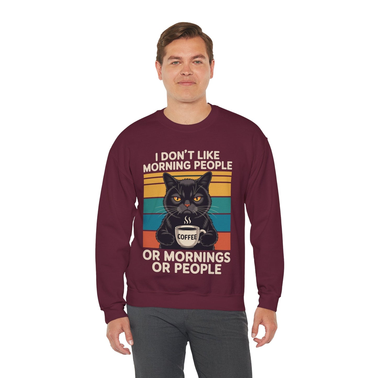 I Hate Morning People And Mornings And People Coffee Cat Sweatshirt