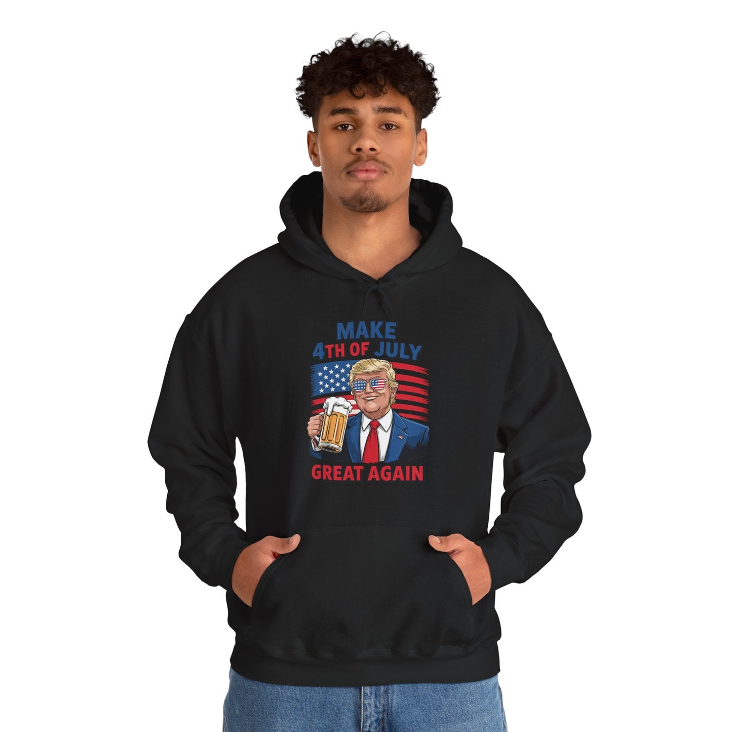 Funny Trump Make 4th Of July Great Again Drinking Beer Hoodie